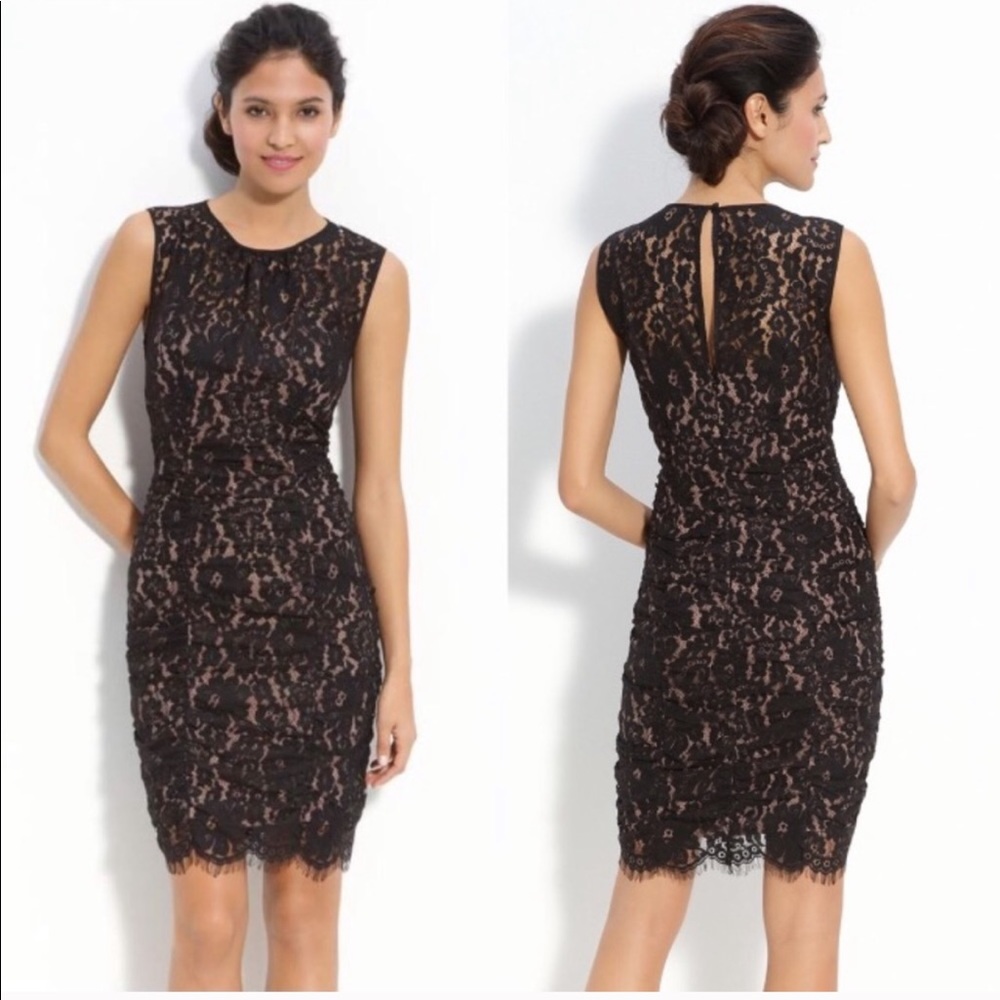 Eliza J lace ruched lace sheath dress